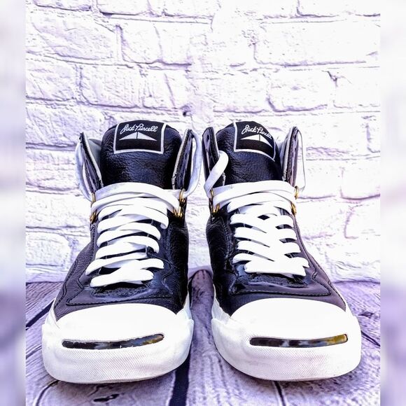 Converse Jack Purcell black/white leather high top - Picture 2 of 12